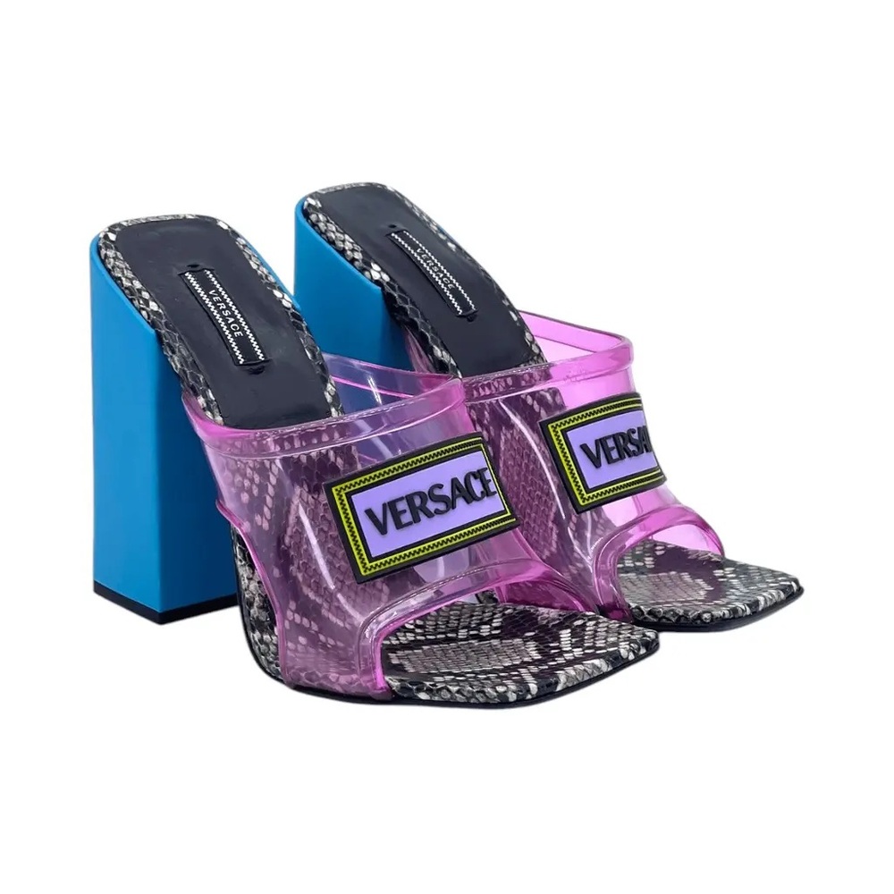 Versace Pink & Blue Runway mule heels